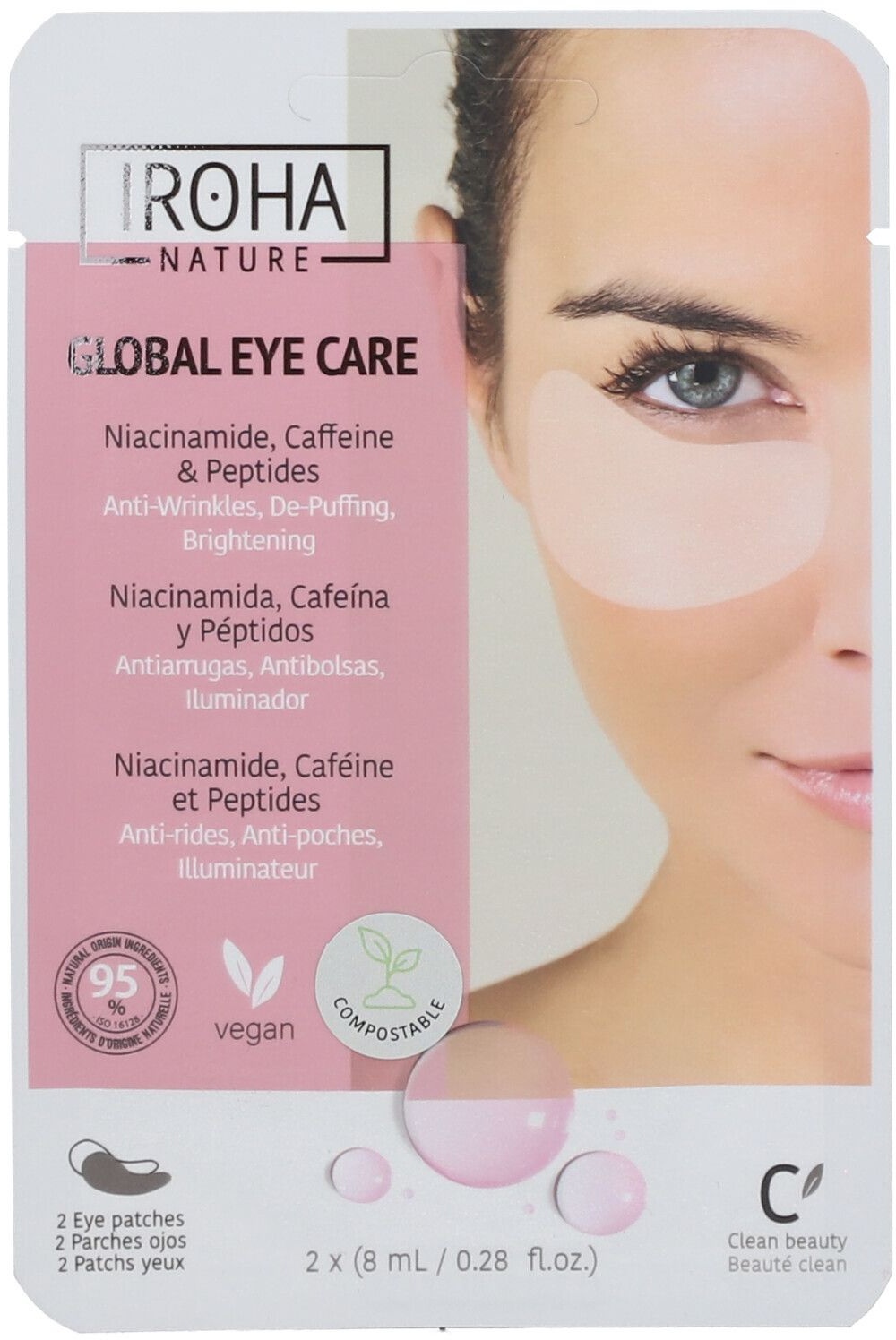 IROHA NATURE Patchs mondiaux pour le soin des yeux à base de niacinamide 16 ml pansement(s)