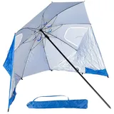 Infactory 2in1-Sonnenschirm und Strandmuschel 2 Seitenwände, UV50+, verstellbar