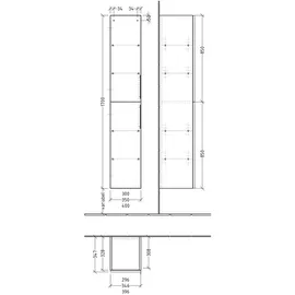 Sanipa 3way Hochschrank 35 x 170 x 34,5 cm Weiß Metall/MDF/Spanplatte