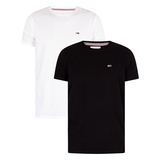 Tommy Jeans Slim Fit, T-Shirt mit Label-Stitching im 2er-Pack, Black, M
