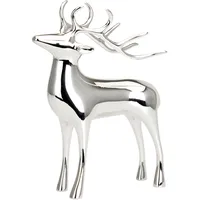 Große Stehende Silber Deko Rentier Figur & Geweih - Weihnachten Wildfigur 19 cm