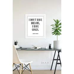 queence Bild »GOALS«, (1 St.), HD Premium Poster-Druck inkl. Holzrahmen queence Farbe Rahmen: schwarz + Farbe Bild(er): weiß