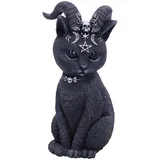 Nemesis Now Pawzuph Horned Okkulte Katze, Polyresin, schwarz und Silber, 11 cm