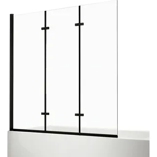 EMKE Emke, - Duschwand für Badewanne Mattschwarzer Badewannenfaltwand 3-teilig Faltbar, 130x140cm Badewannen-Duschwand 6mm nano-glas