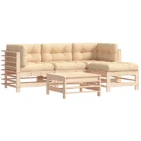 vidaXL 5-tlg Garten-Lounge-Set mit Kissen Massivholz Modell 3