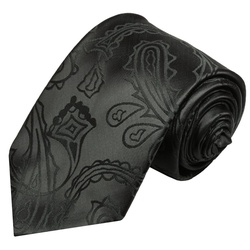 Paul Malone Krawatte Herren Hochzeitskrawatte paisley – Mikrofaser – Bräutigam Schmal (6cm), schwarz V2 schwarz schmal – 6 cm x 150 cm