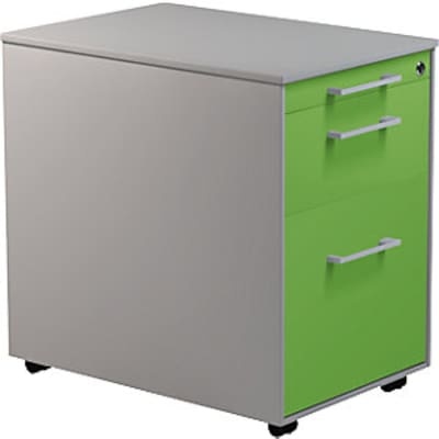 Schubladencontainer auf Rollen, 570x600mm, 1 Materialschub, alu/gelbgrün/alu