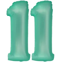 XL Folienballon mint grün Zahl 11