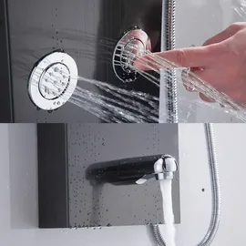 Suguword Duschpaneel mit Armatur inkl. 6 Funktionen Duschsystem Temperaturanzeige Duschsäule
