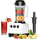 Huntertall kitchen Smoothie Maker, 1500W Blender mit Rührstab Hochleistungs Mixer, Puls Ice Crush (2L behälter, 10 Geschwindigkeiten, 6-Klingen) für Püree, Ice Crush, Shakes und Smoothies HT81 Weiß