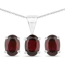 Vira Jewels Schmuck-Set 925/- Sterling Silber Granat bordeaux 3,15 ct. Ohrringe   Damen 