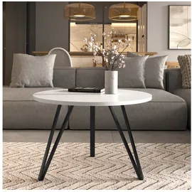 design möbel Moderner Runder Couchtisch - Metallgestell, Laminierte Tischplatte, 67 cm