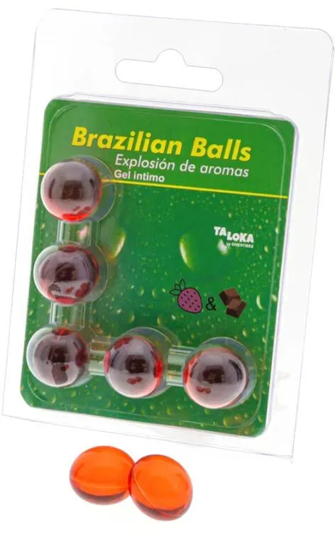 TALOKA - 5 BRASILIANISCHE KUGELN, ERDBEERE UND SCHOKOLADE, INTIMGEL
