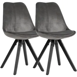 Kadima Design Esszimmerstuhl `Lund`: Modernes Design, Stoffbezug, Holzstandbeine, Filzgleiter, einfache Montage. Grau, Material: Samt, 49x52x87 cm