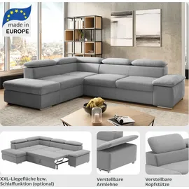 sit&more Ecksofa Valantine V, wahlweise mit Bettfunktion, grau