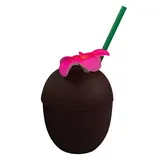 Horror-Shop Partybecher in Kokosnuss Form mit Strohhalm 650ml