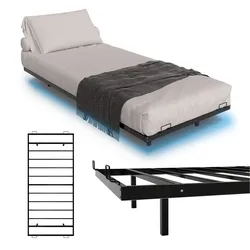 Juskys Metallbett Palamos 90x200 cm mit Lattenrost & LED Beleuchtung - Schwebebett, Bett - Schwarz