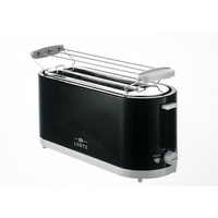 4-Scheiben Toaster schwarz Langschlitztoaster Brötchenaufsatz Cool-touch-Gehäuse