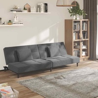 Schlafsofa 2-Sitzer mit 2 Kissen Hellgrau Stoff