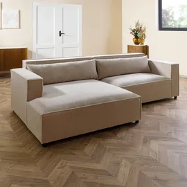 Livora Ecksofa Ottomane links Cord Velours 266x150x80 beige FINN
