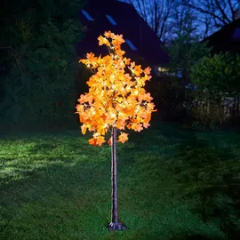 NORTHPOINT LED Herbsttbaum Herbstdeko in Ahorn-Optik In- & Outdoor | 120 warmweiße LEDs | 180cm hoch | elastische Zweige | Timerfunktion | IP44