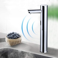Automatisch Wasserhahn Sensor Berührungsloser Waschtischarmatur Messing Hochkörper Waschbecken Armatur für Bad WC Küche Hotel (Höhe: 20cm)