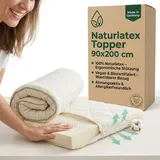 Geborgenschlafen Naturlatex-Topper 90x200 cm | atmungsaktiv & ergonomisch, Matratzentopper mit waschbarem Bio-Baumwollbezug – 100% Naturlatex-Matratzentopper
