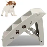 Klappbar Hundetreppe 4 Stufen Haustiertreppe Tiertreppe Hunderampe mit Rutschfesten Matte Für Haustiere bis zu 75 kg Kunststoff - Swanew