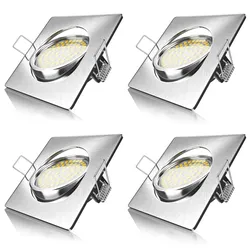 Brandson 4x LED Einbaustrahler in Edelstahl Optik, schwenkbarer Deckenspot mit 320 Lumen / Warmweiß