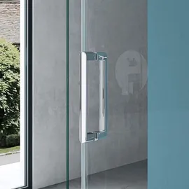 mai & mai U-Form Duschkabine mit Schiebetür 120 x 100 cm transparent Klarglas inkl. Duschwanne R17-2UK