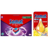 SOMAT Tabs 28 AW Classic Power, Geschirrspül Tabs mit Fettlösekraft für kraftvolle Reinigung, für sauberes Geschirr + Somat Duo Power Experten Deo Perls 60 AW Zitrone & Orange Duft 17g