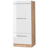 Vicco Mikrowellenumbauschrank Küchenschrank Küchenmöbel Fame-Line Weiß 60 cm modern Hochglanz Küche Einbauküche Blende Hochschrank Schublade Mikrowelle Backofen Küchenzeile