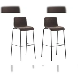 CLP 2er Set Barhocker Hover Stoff 4-Fuß Gestell braun/schwarz