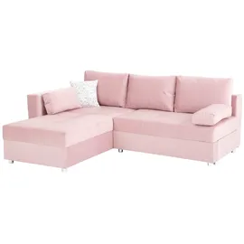 Home Affaire Ecksofa HOME AFFAIRE "Italia L-Form", rosa (rose), B:217cm H:80cm T:182cm, Struktur fein (100% Polyester);Microfaser PRIMABELLE(100% Polyester);Samtoptik (100% Polyester), Sofas, Ecksofa, mit Bettfunktion und Bettkasten, Federkern-Polsterung