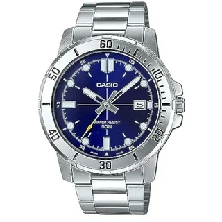 Casio MTP-VD01D-2EV Men's Enticer Stainless Steel Blue Dial Casual Analog Sporty Watch