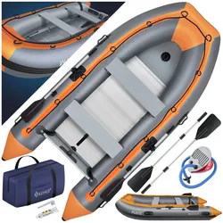 KESSER® Schlauchboot 3,20 m für 4 Personen - WAVE Motor geeignet Freizeitboot Paddelboot Motorboot Angelboot - mit 2 Sitzbänken -  Alu-Boden Paddel  Pumpe Reparaturset & Tasche  aufblasbar PVC