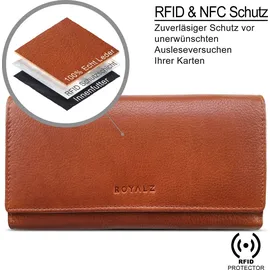 ROYALZ Lucia Vintage Leder Geldbörse Damen Texas Braun