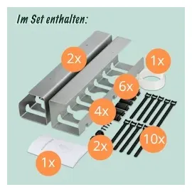 Relaxdays Kabelkanal Schreibtisch, 2er Set, Kabelmanagement, HBT: 10 x 43 x 10 cm, Zubehör zum Fixieren, Silber