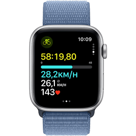 Apple Watch SE 2023 GPS 44 mm Aluminiumgehäuse silber, Sport Loop winterblau