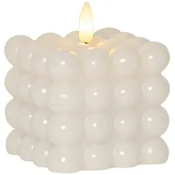 LED Kerze Bubble Würfel Cube Kerze Echtwachs 3D Flamme H: 9,5cm Timer weiß