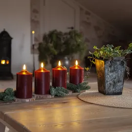 MARELIDA LED Kerzenset 4 St. rot