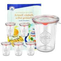 Mambocat 6er Set WECK 3/4-Liter Sturzglas, 850 ml, Rundrandglas