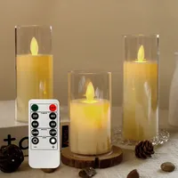 3er-set Flammenlose Led-elektrokerzen Mit Fernbedienung, Flackernde Künstliche Flamme Für Weihnachten, Halloween, Innen- Und Außendekoration, Schlafzimmer, Wohnzimmer, Garten