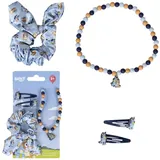 Bluey Kinder Beauty Set - Farbe Blau und Rosa - Komplettset - enthält Haarspange mit Schleife, Halskette und 2 Haarspangen - Original Produkt entworfen in Spanien