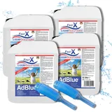 FASTX LIQUIDSOLUTIONS AdBlue 4x10 Liter (40Liter) Set inklusive Einfüllhilfe/Einfüllschlauch – Hochreine SCR Harnstoff, Harnstofflösung für Diesel Fahrzeuge, Auto, PKW, LKW