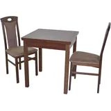 Hofmann Living And More Essgruppe "3tlg. Tischgruppe", braun (nussbaum, nachbildung, braun, nussbaum, nachbildung), B:45cm H:95cm T:48cm, FSC-zertifiziertes Massivholz, HOFMANN LIVING AND MORE, Sitzmöbel-Sets, Essgruppe, Stühle montiert