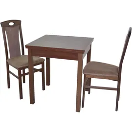 Hofmann Living And More Essgruppe "3tlg. Tischgruppe", braun (nussbaum, nachbildung, braun, nussbaum, nachbildung), B:45cm H:95cm T:48cm, FSC-zertifiziertes Massivholz, HOFMANN LIVING AND MORE, Sitzmöbel-Sets, Essgruppe, Stühle montiert