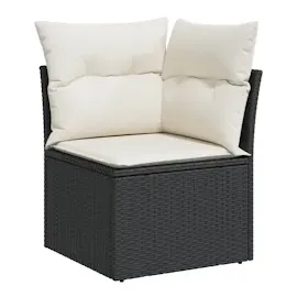 vidaXL 11-teiliges Garten Sofa Set mit Kissen Schwarz Poly Rattan Akazie