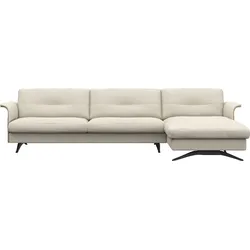 Ecksofa FLEXLUX "Glow, super bequem durch hochwertigem Sitzaufbau mit Federkern, L-Form", weiß (warm weiß), B:305cm H:81cm T:158cm, 100% Echteder, Sofas, Modernes skandinavisches Design