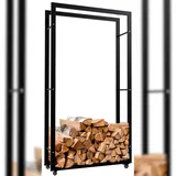 deluke Kaminholzregal Innen Metall 25 x 80 x 150 cm Schwarz
